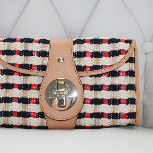 Kate Spade rafia straw basket woven rare clutch - Picture 2 of 8